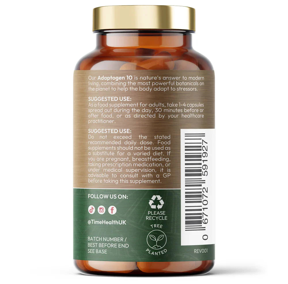 Adaptogen 10 - Ashwagandha, Bacopa, Holy Basil, Rhodiola Rose...