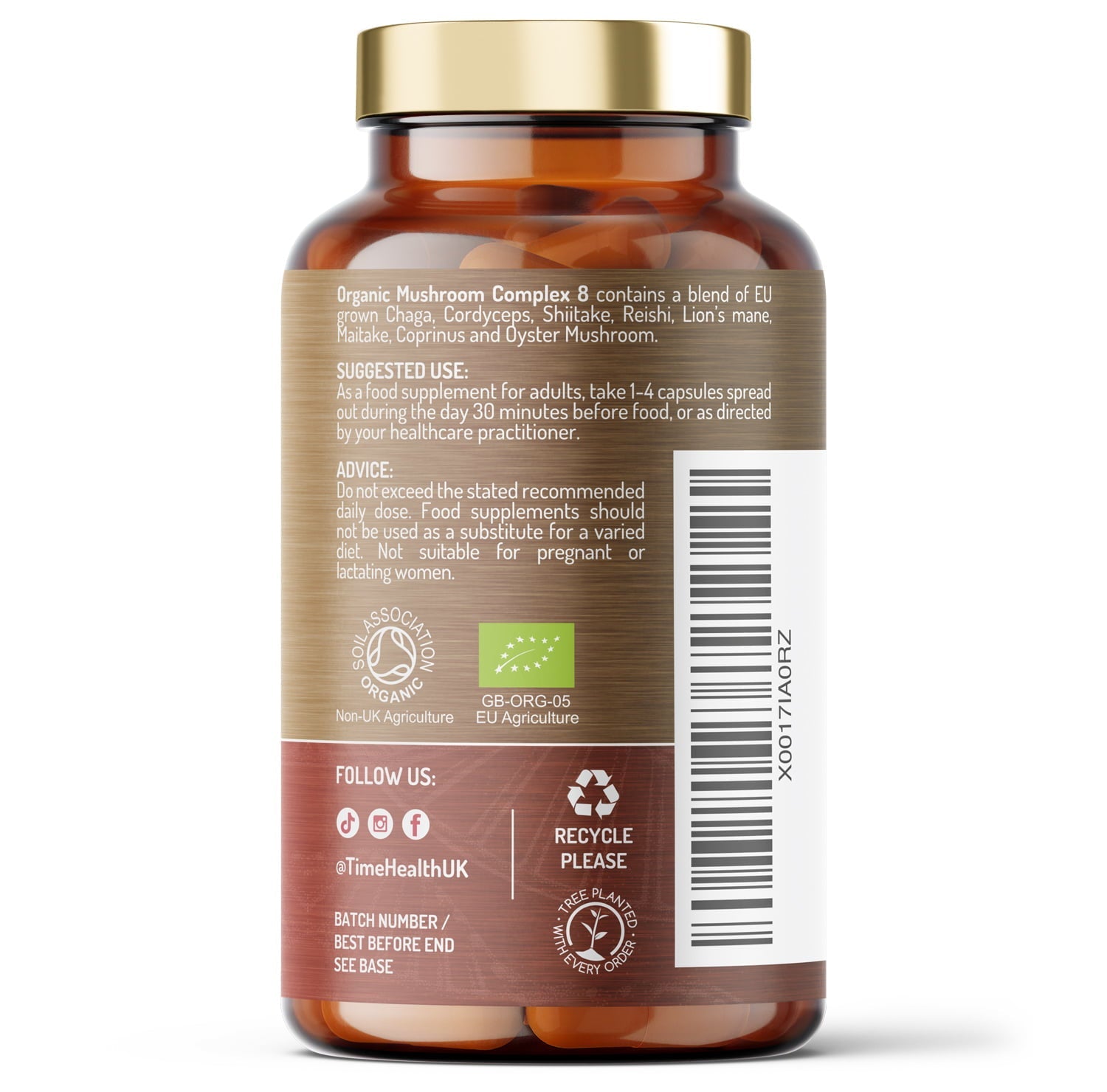 Organic Mushroom Complex 8 – Chaga, Cordyceps, Coprinus comatus, Lion’s Mane, Maitake, Oyster Betox93®, Reishi, Shiitake