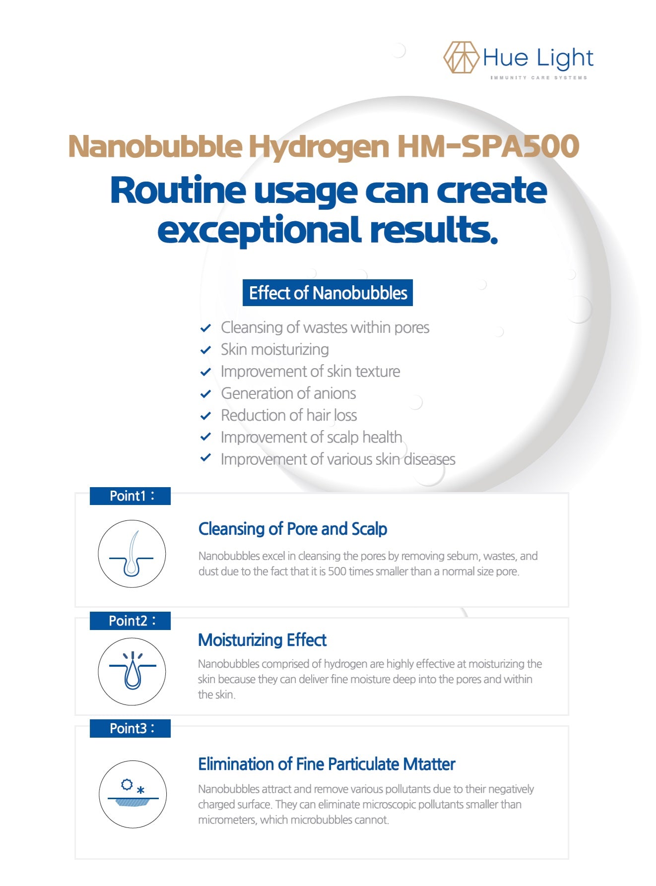 Hue Light Nanobubble Hydrogen SPA Generator