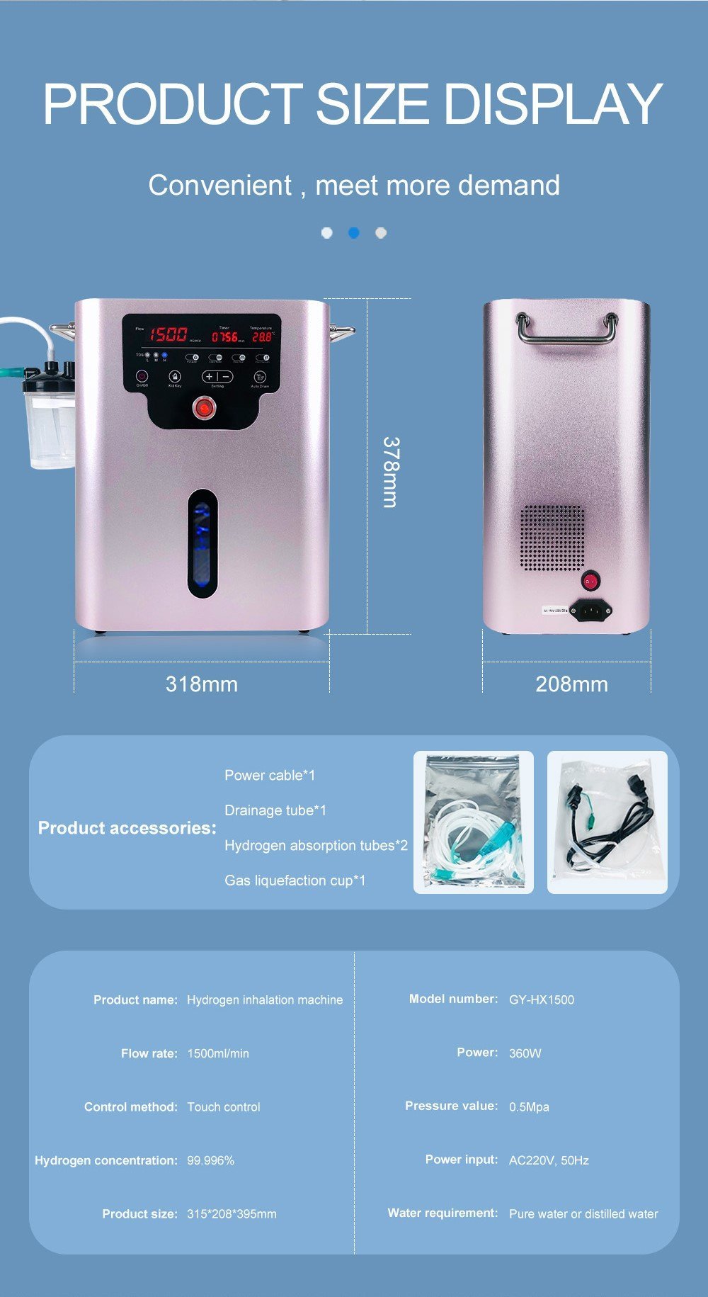 Hydrogen inhalator GY-HX1800 (1200 ml H2)